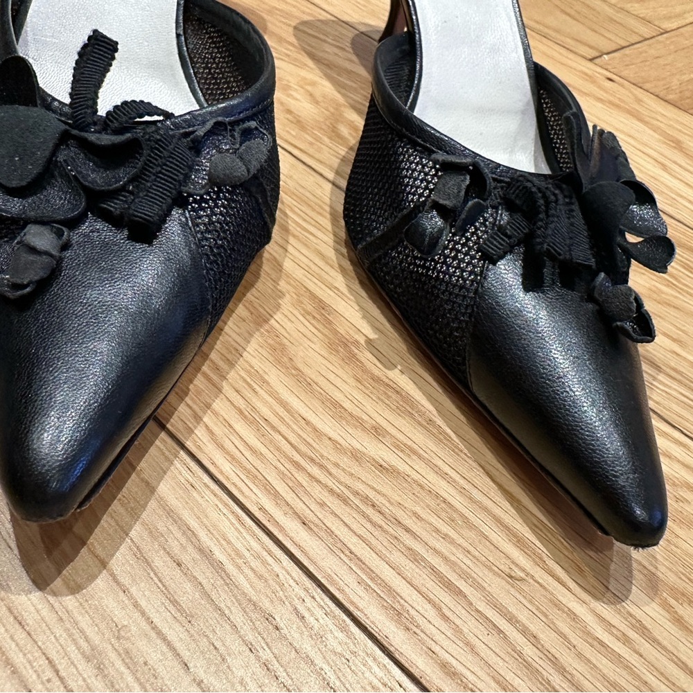 Miu Miu Black Floral Embellished Kitten Heels - Picture 5 of 5